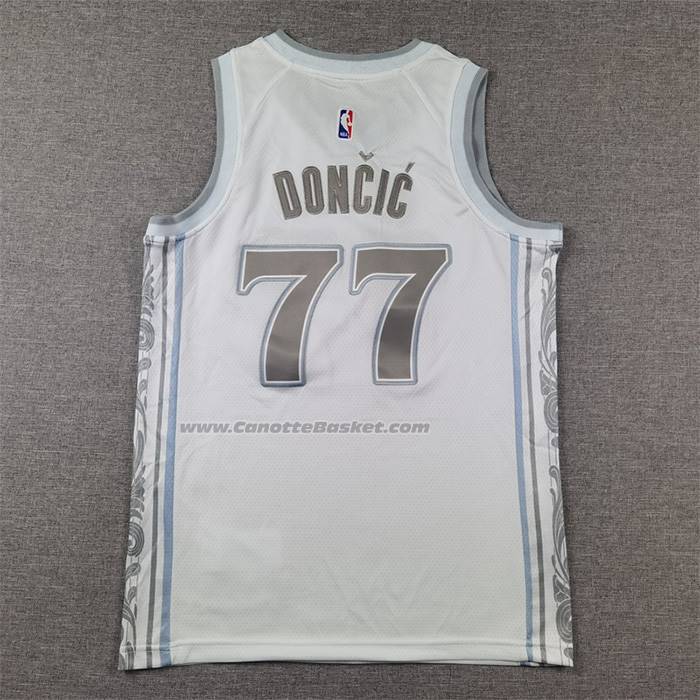 Maglia Bambino Dallas Mavericks Luka Doncic No 77 Citta 2024-25 Bianco